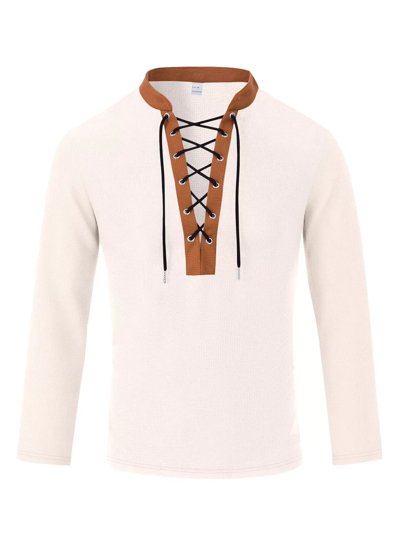 Men's Full Size Vintage Lace-Up Long Sleeve T-Shirt Plus Size