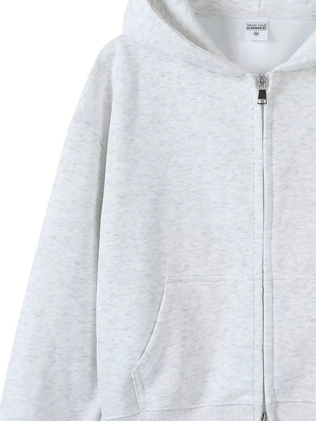 Full Size Casual Zip-Up Long Sleeve Hoodie Plus Size