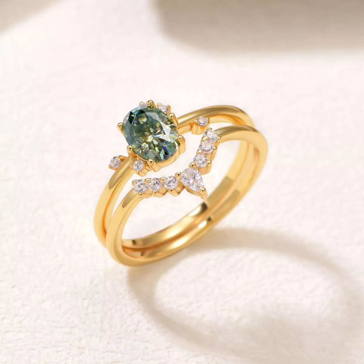 1 Carat Moissanite 925 Sterling Silver 2 Piece Ring