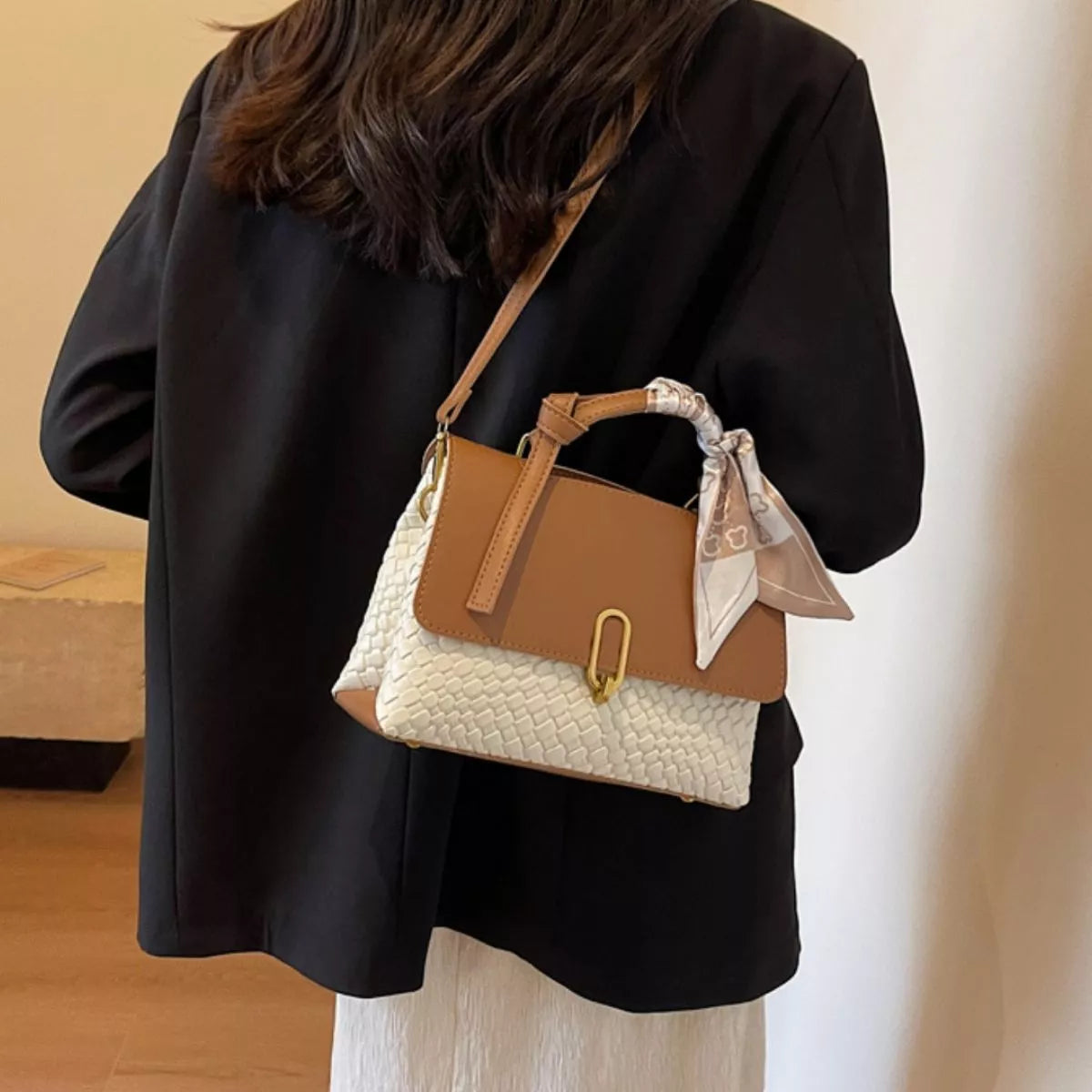 Textured Flap Crossbody Bag