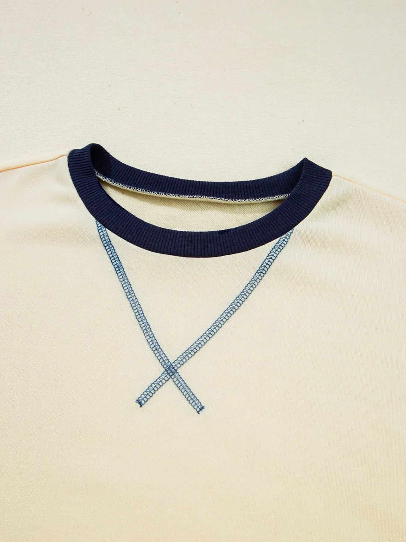 Striped Patchwork Long Sleeve Round Neck Two-in-one Top
