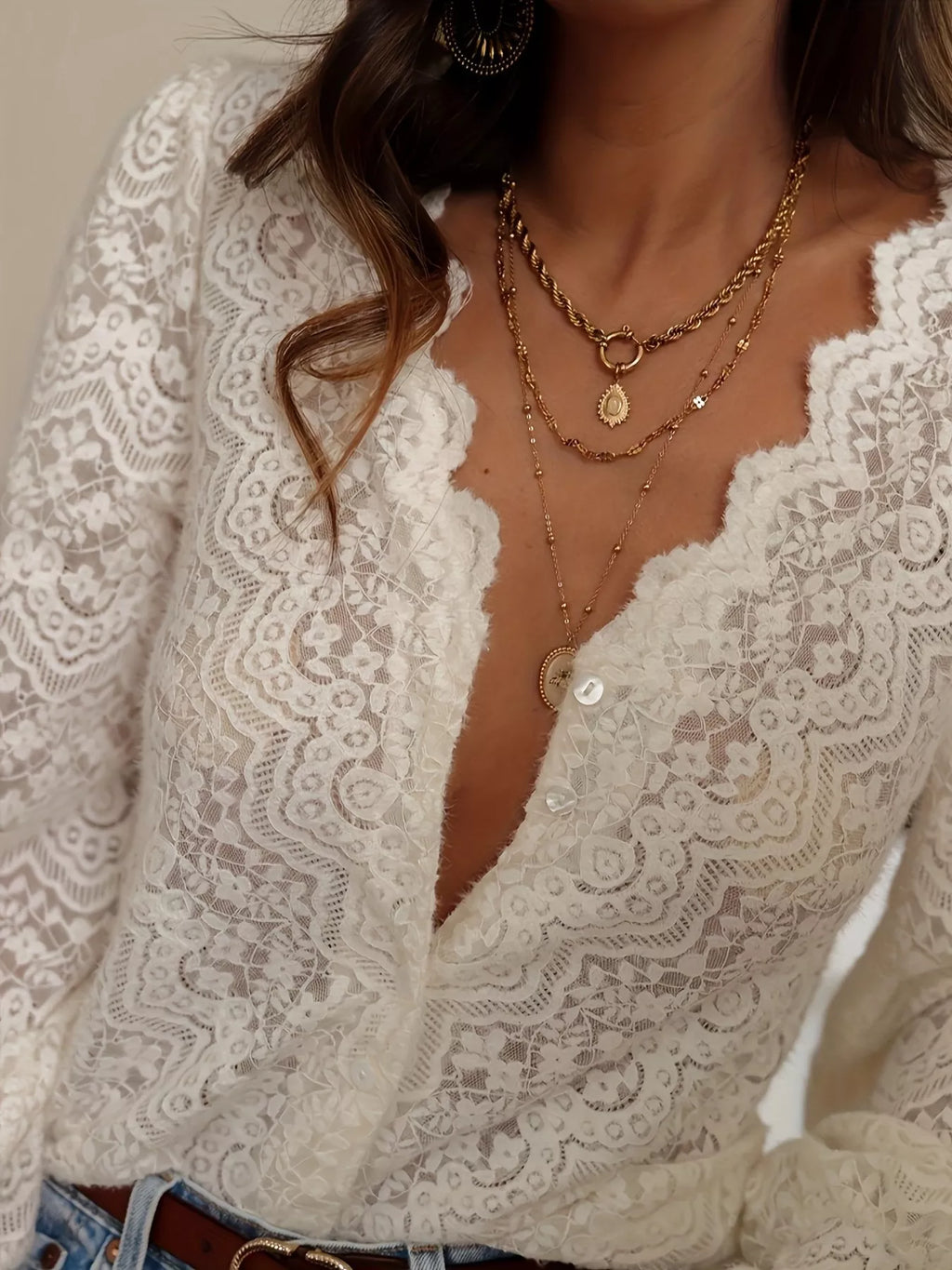 Lace Long Sleeve Blouse