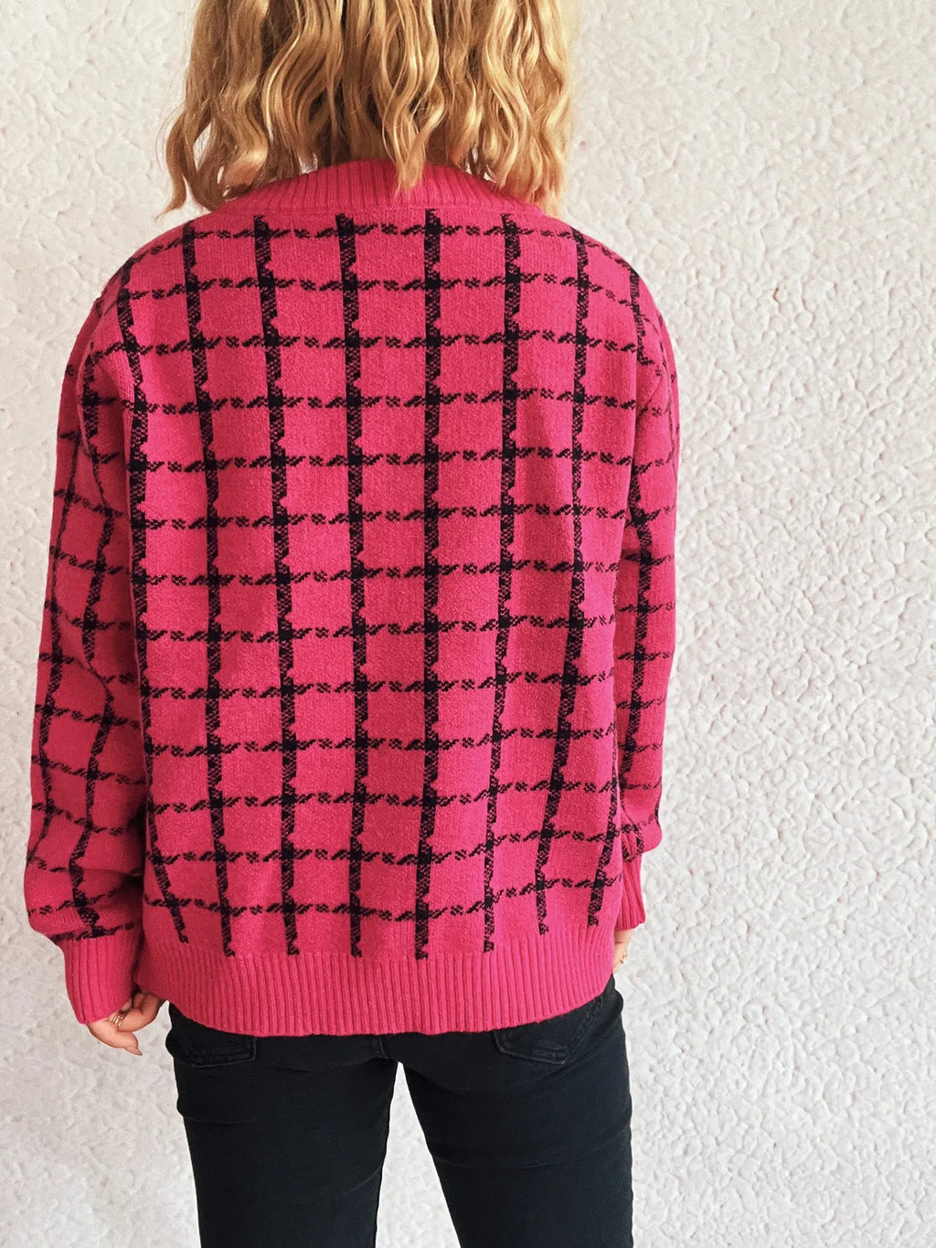 Plaid Pattern Zip Up Cardigan