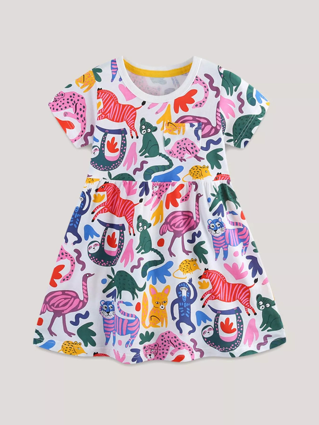 Children's Animal Print Short Sleeve Dress