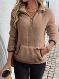 Full Size Cozy Fleece Quarter Zip Long Sleeve Sweatshirt Plus Size