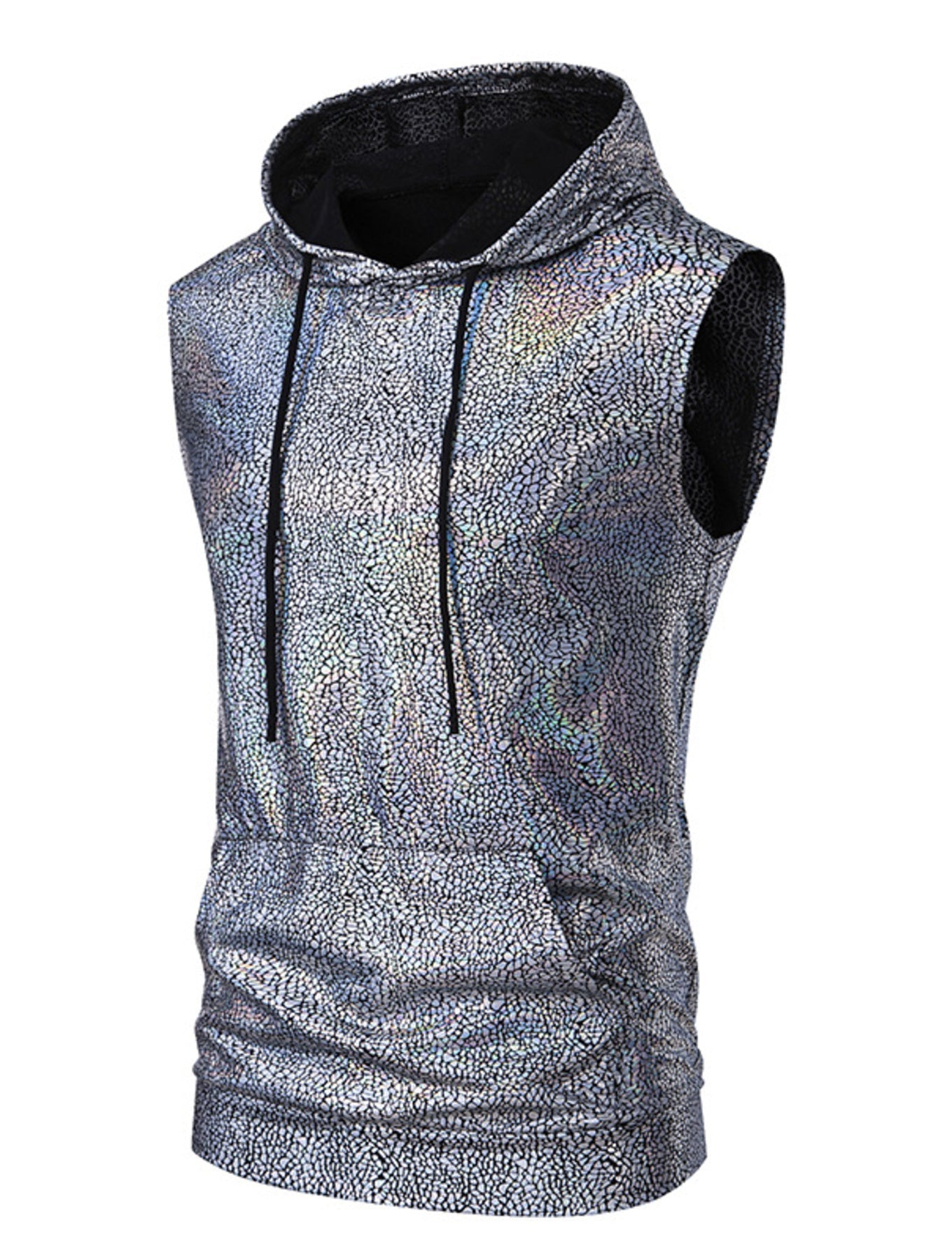 Men's Drawstring Sleeveless Hooded Top
