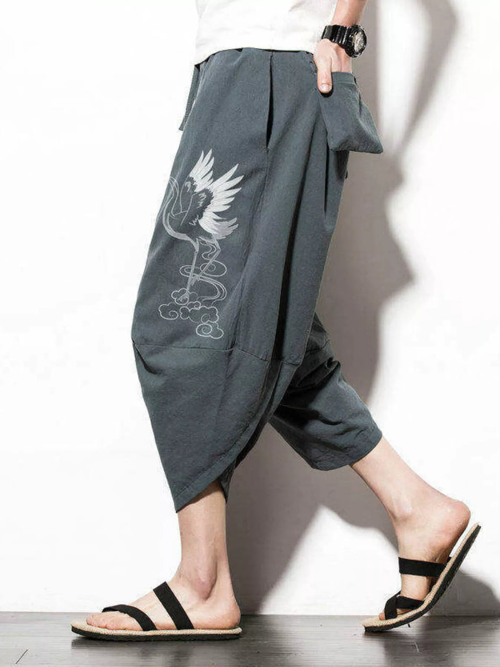 Men's Plus Size Loose Fit Cropped Pants