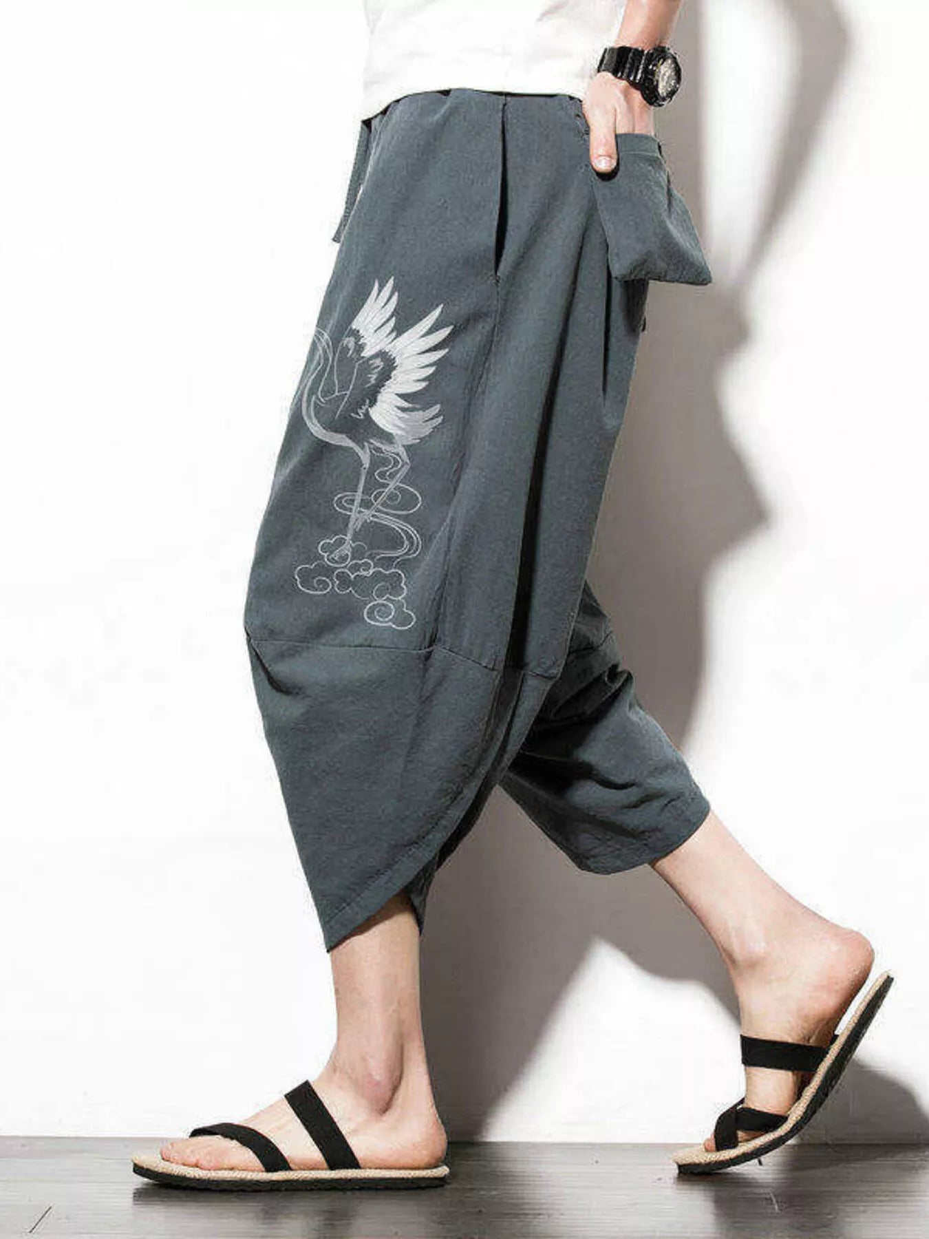 Men's Plus Size Loose Fit Cropped Pants