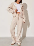 Zip-Up Hoodie and Wide-Leg Pants Set