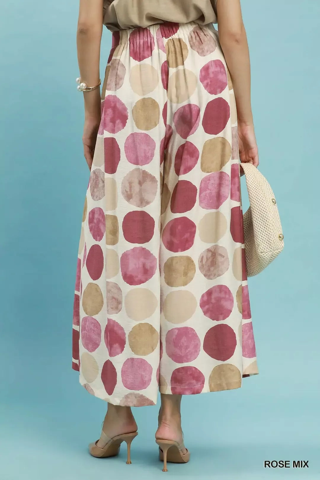 Umgee Dot Print Wide Leg Pants