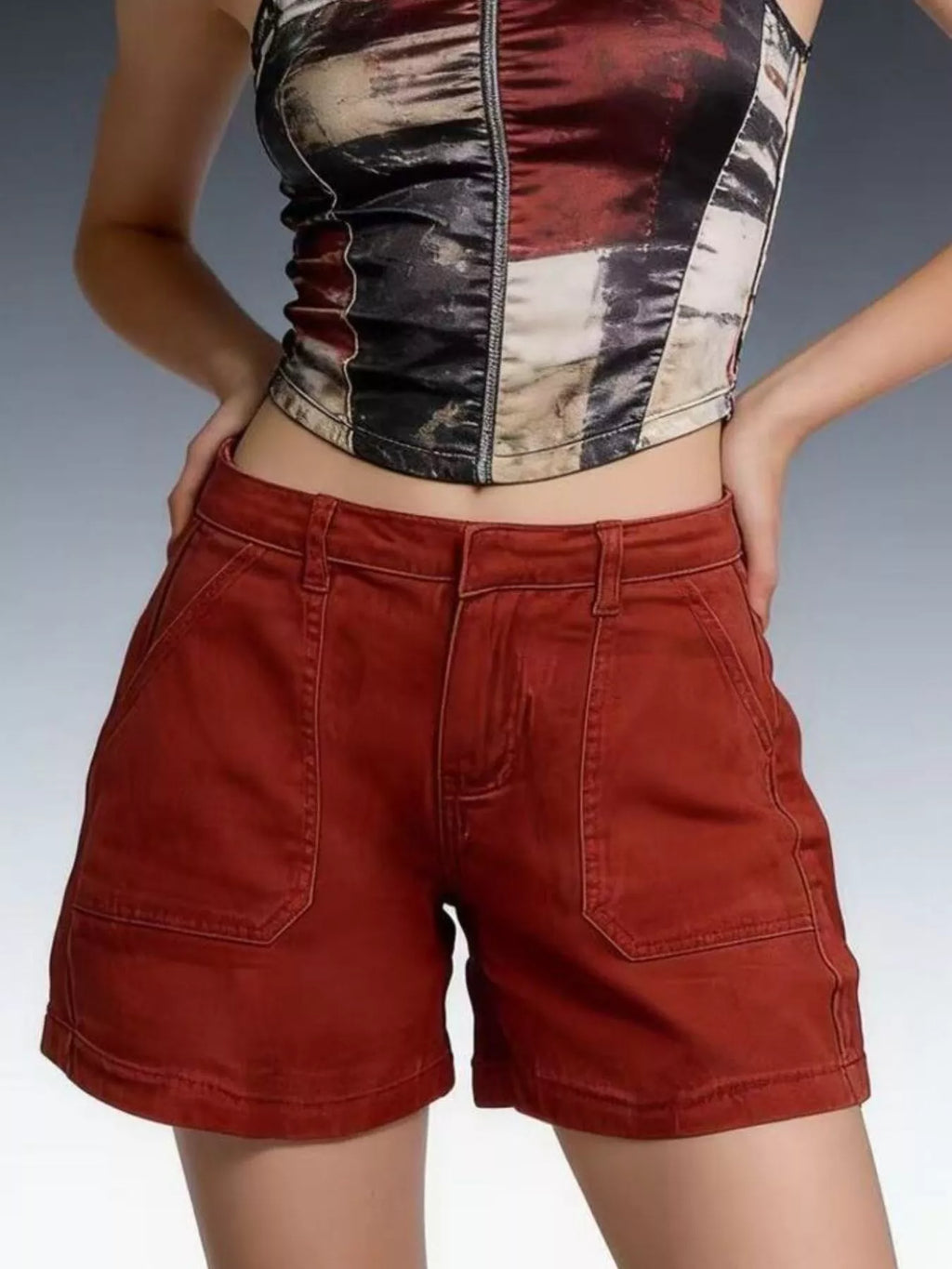 Pocketed Denim Shorts