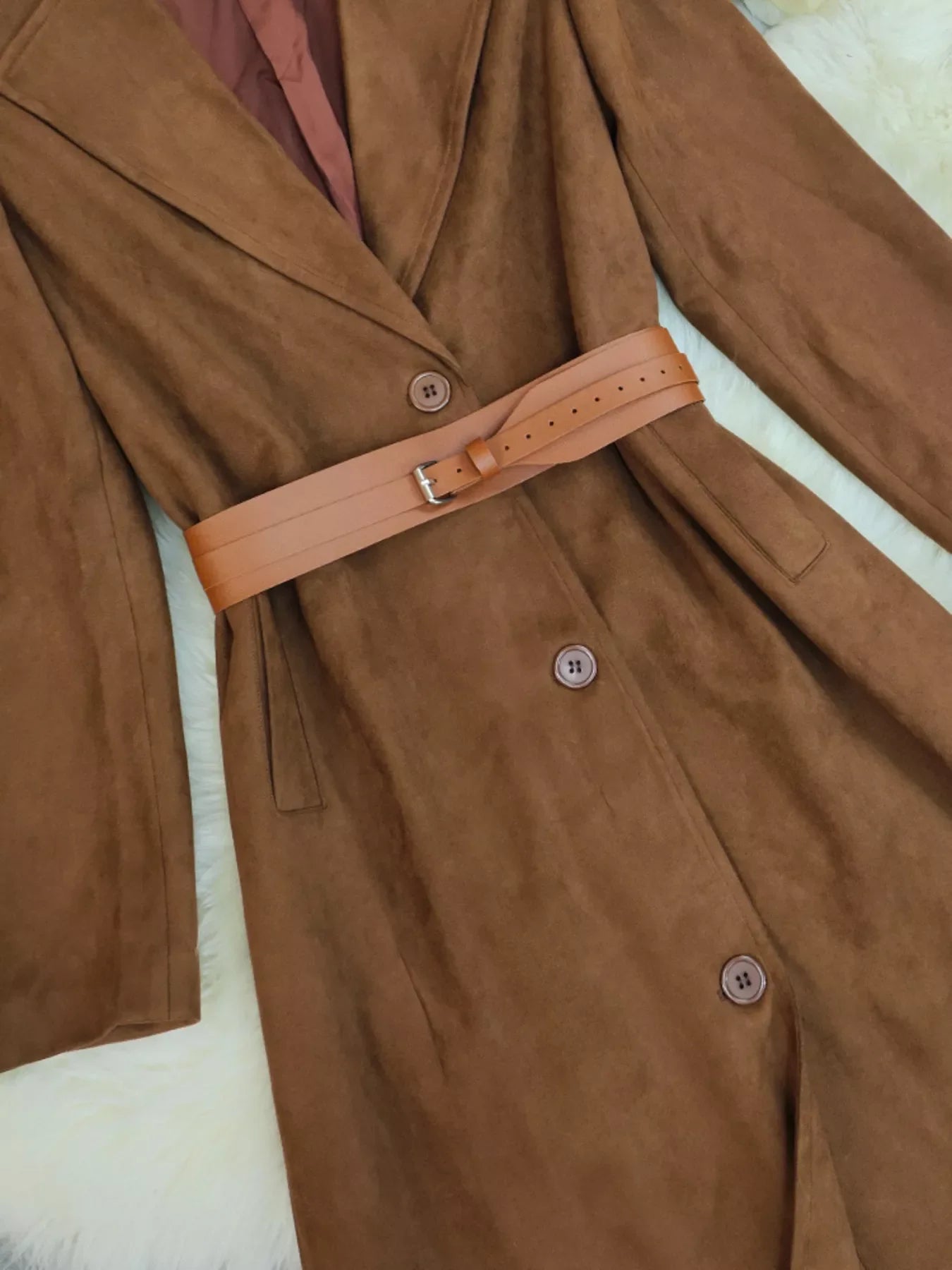 Lapel Collar Longline Outerwear
