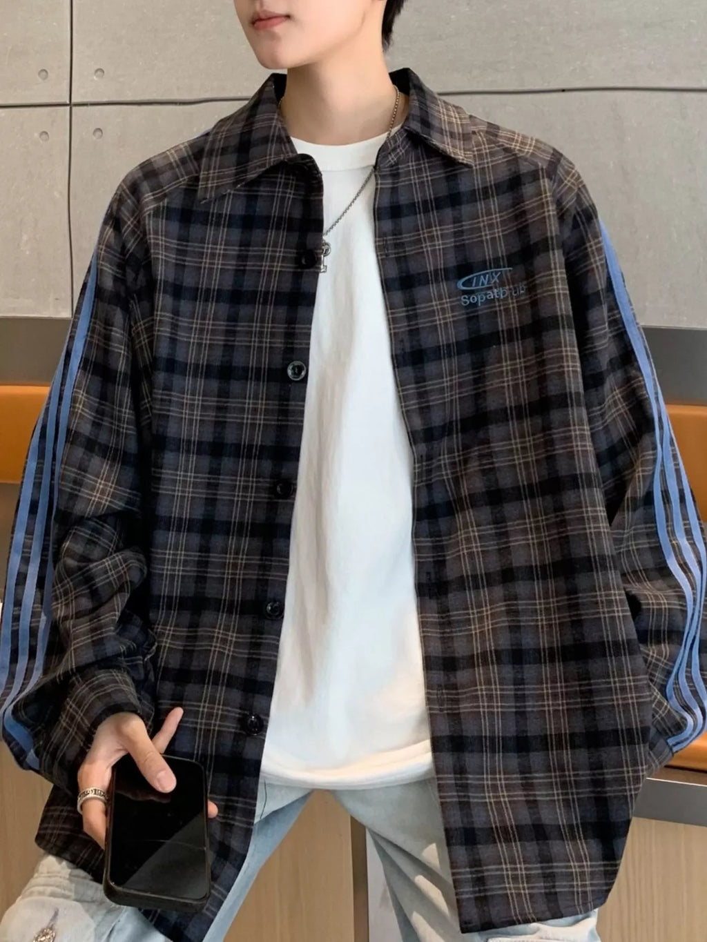Men's Plus Size Plaid Casual Long Sleeve Shirt