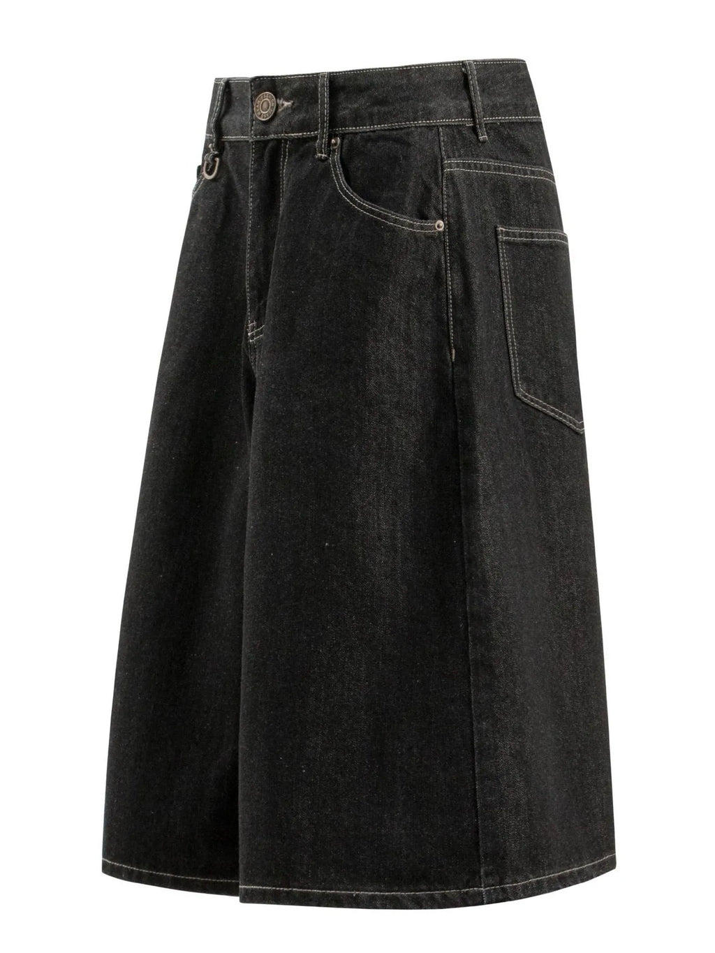 Men's Wide-Leg Denim Shorts with Pockets