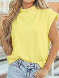 Mock Neck Cap Sleeve Blouse