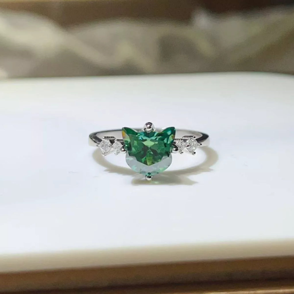 2 Carat Cat-Shaped Moissanite 925 Sterling Silver Ring