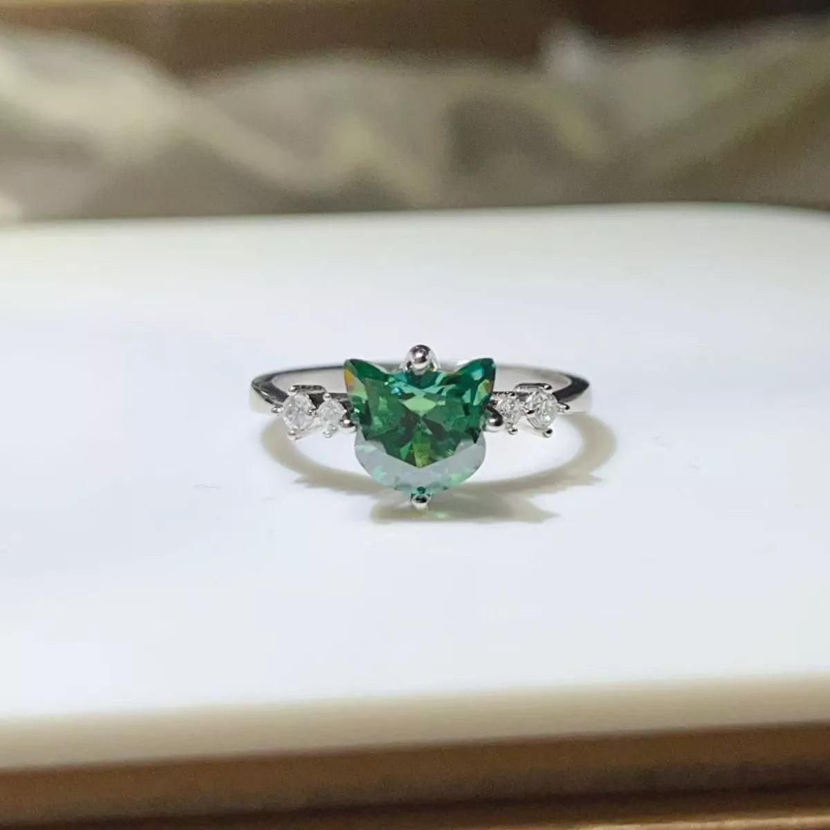 2 Carat Cat-Shaped Moissanite 925 Sterling Silver Ring