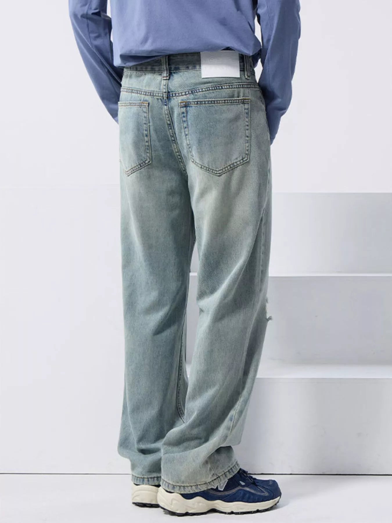 Men's Distressed Wide Leg Jeans