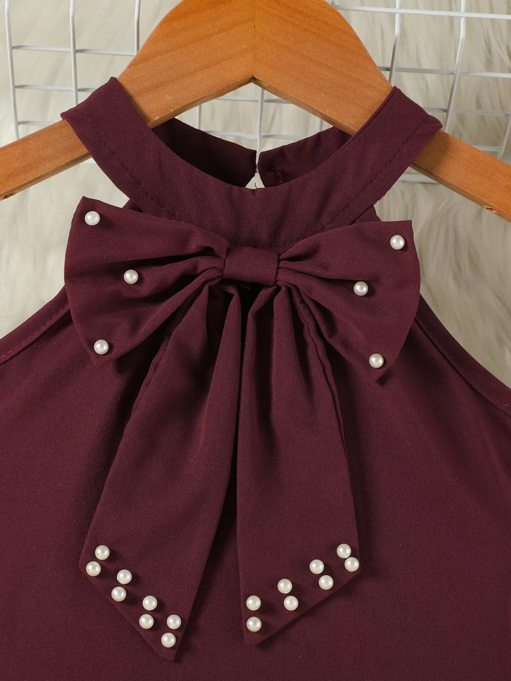 Children's Pearl Bowknot Top and Skirt Set