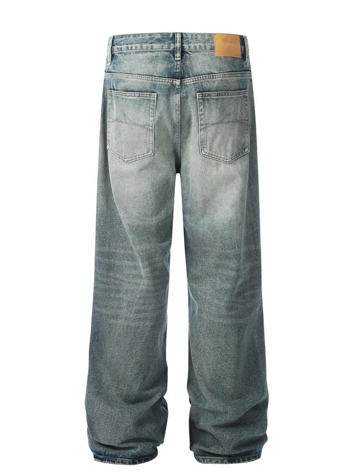 Men's Distressed Wide Leg Vintage Wash Jeans