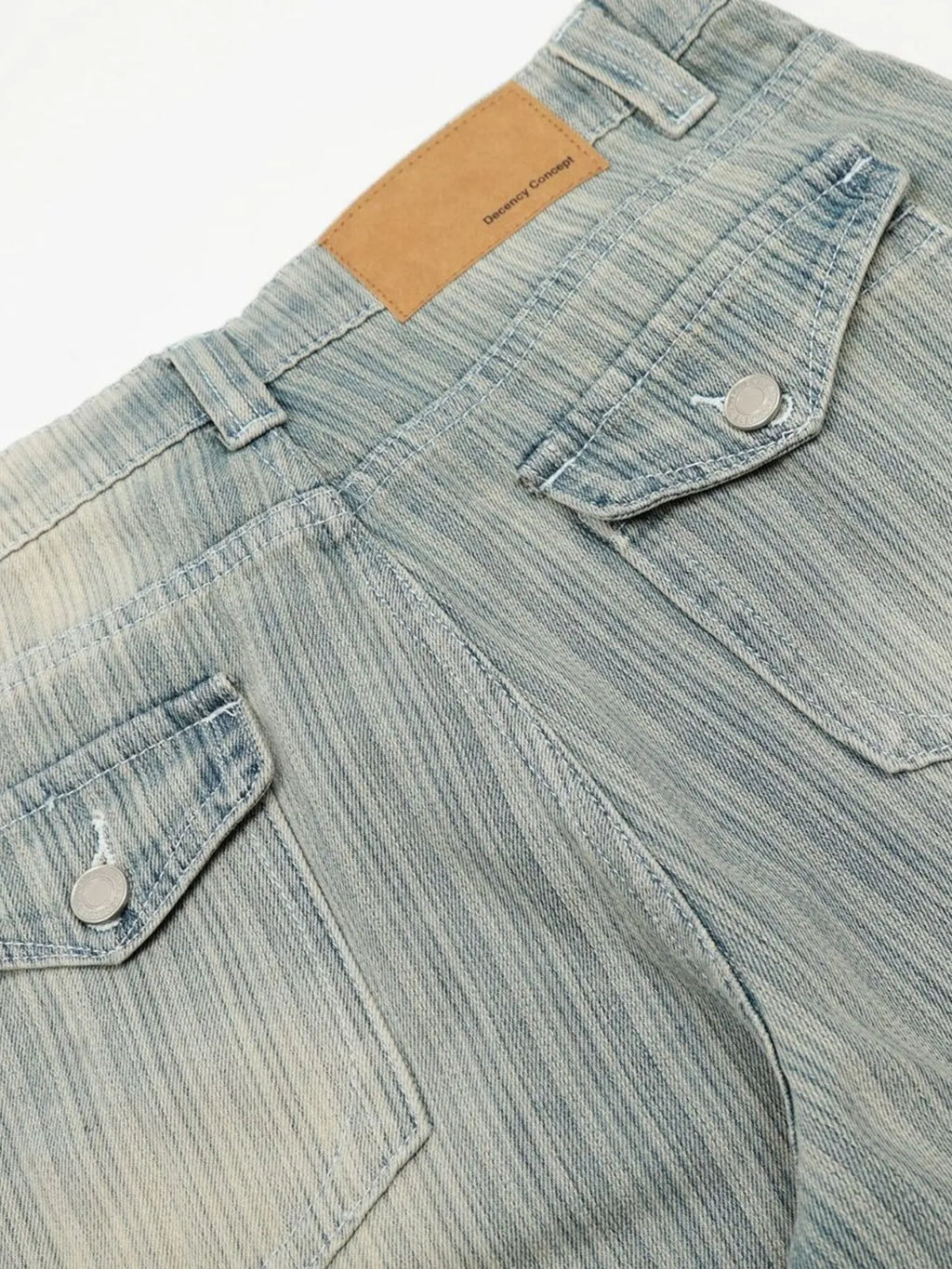 Men's Washed Pinstripe Wide Leg Jeans