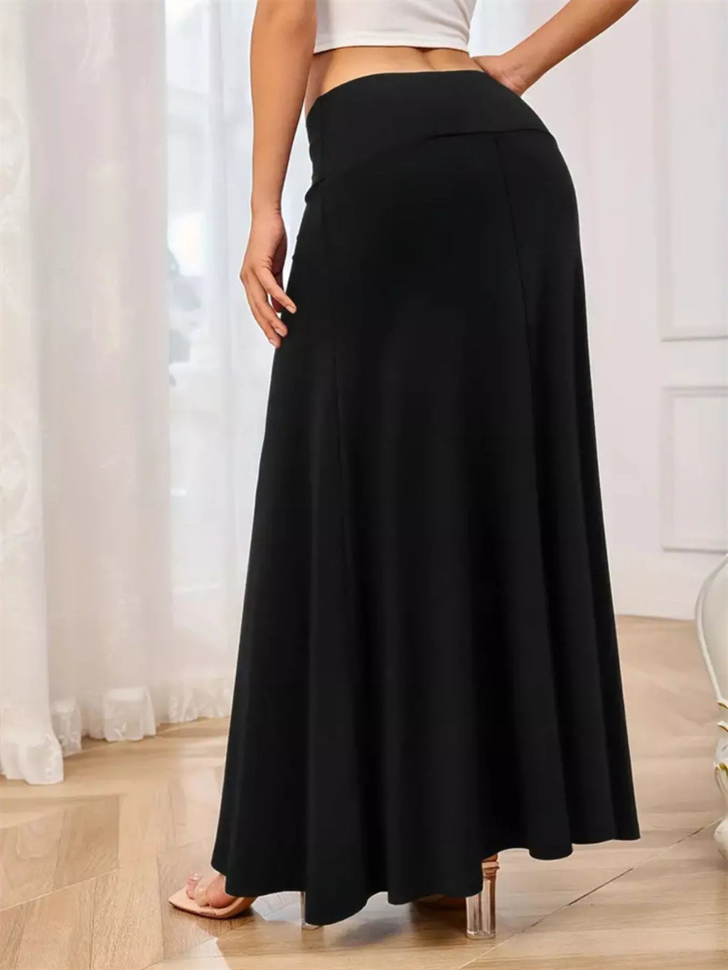 Flowy Maxi Skirt with Wide Waistband