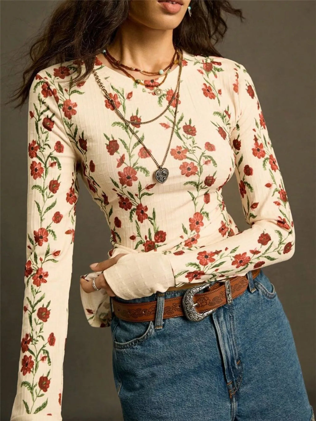 Floral Print Long Sleeve T-Shirt