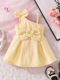 Children's Bow Asymmetrical Shoulder Dress