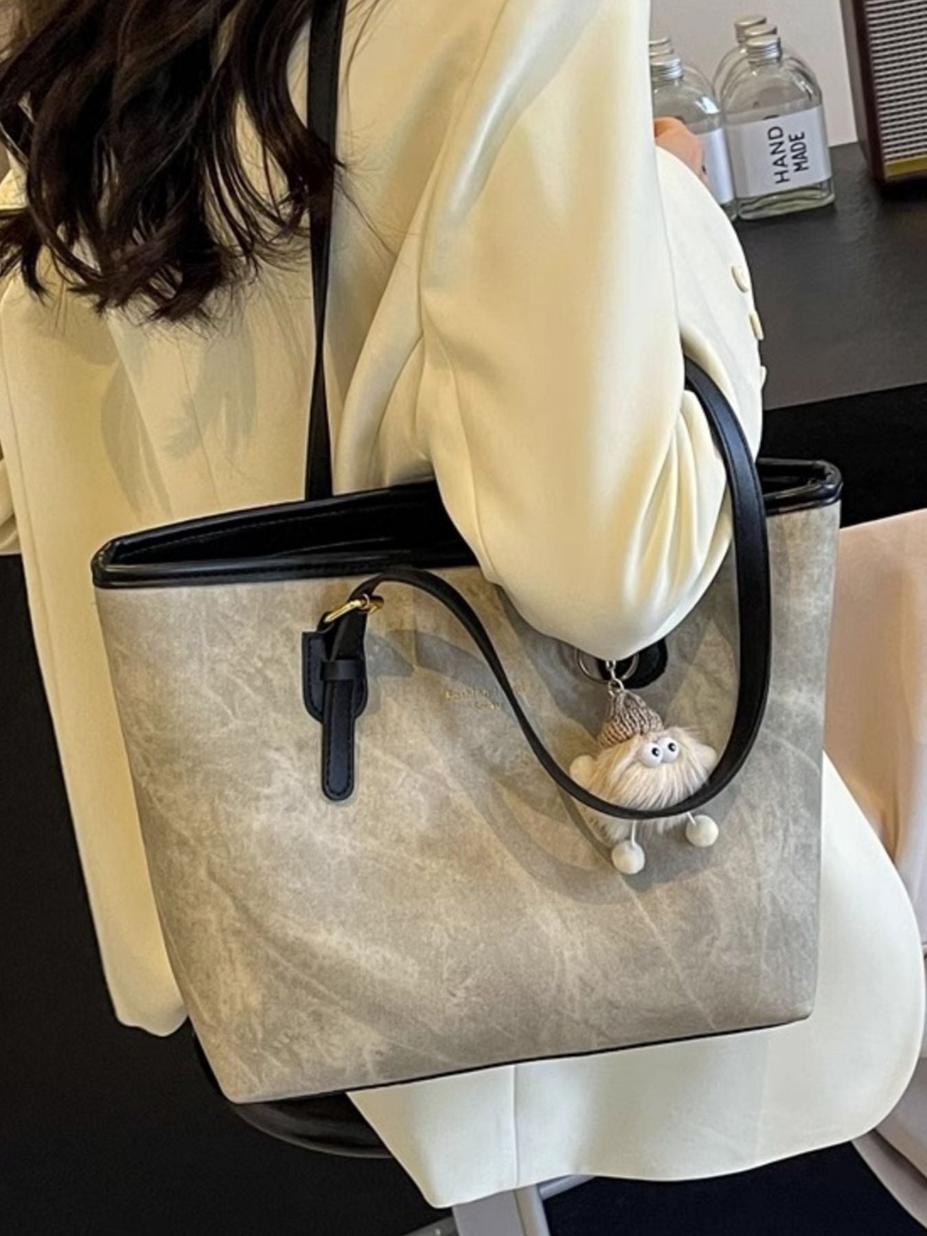 Contrast Strap Tote Bag