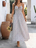 Floral Print Shirred Cami Maxi Dress