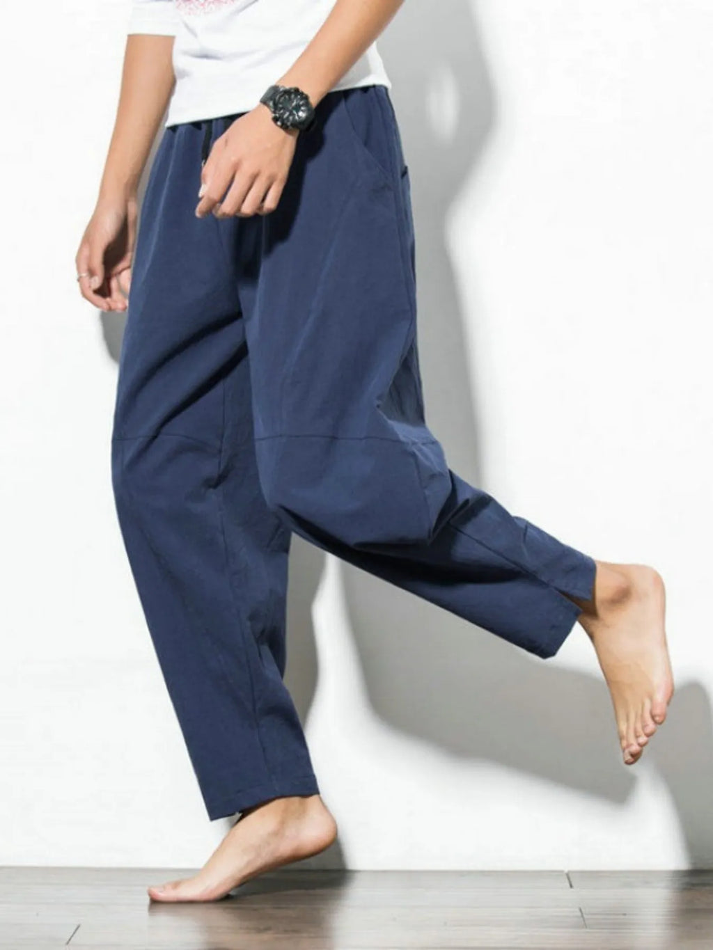 Men's Plus Size Casual Drawstring Wide Leg Pants