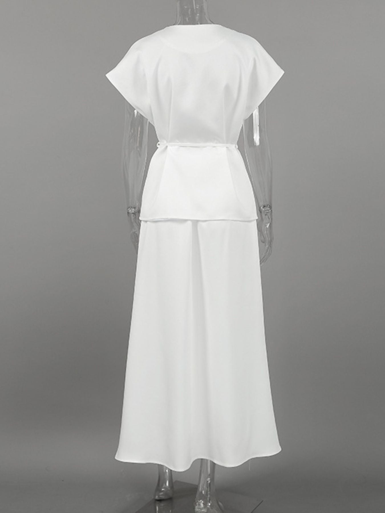 One Button Short Sleeve Top and Skirt Set