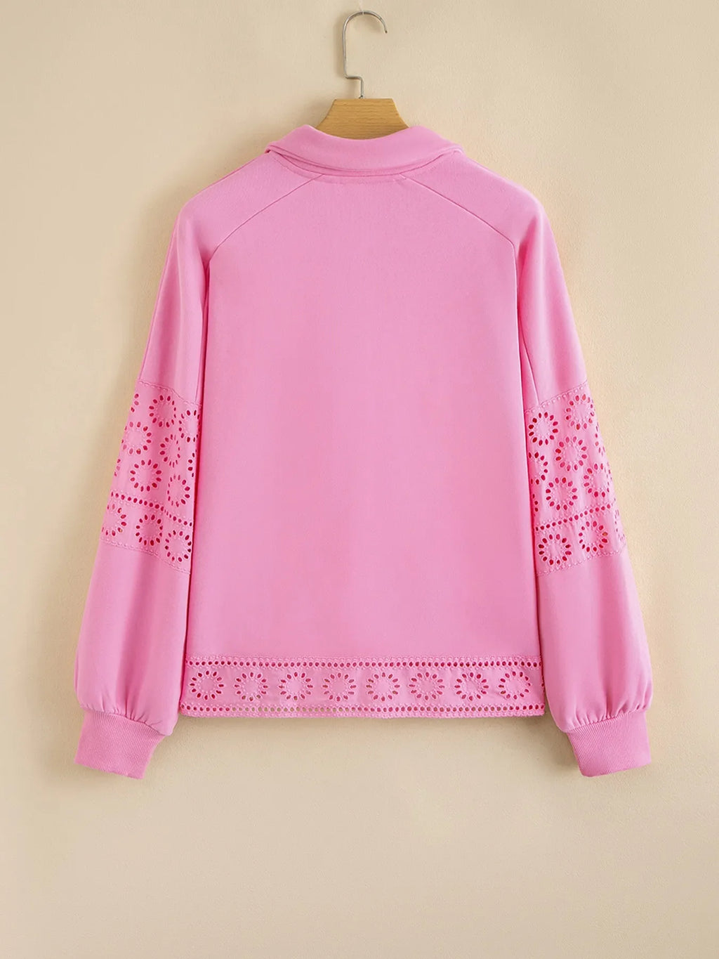 Eyelet Lace Detail Snap Down Sweatshirt