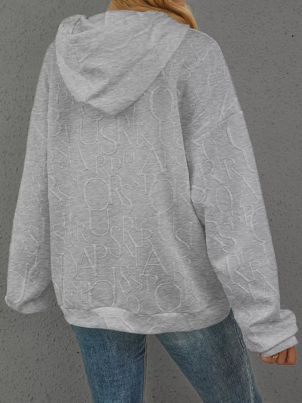 Full Size Embossed Lettering Casual Hoodie Plus Size