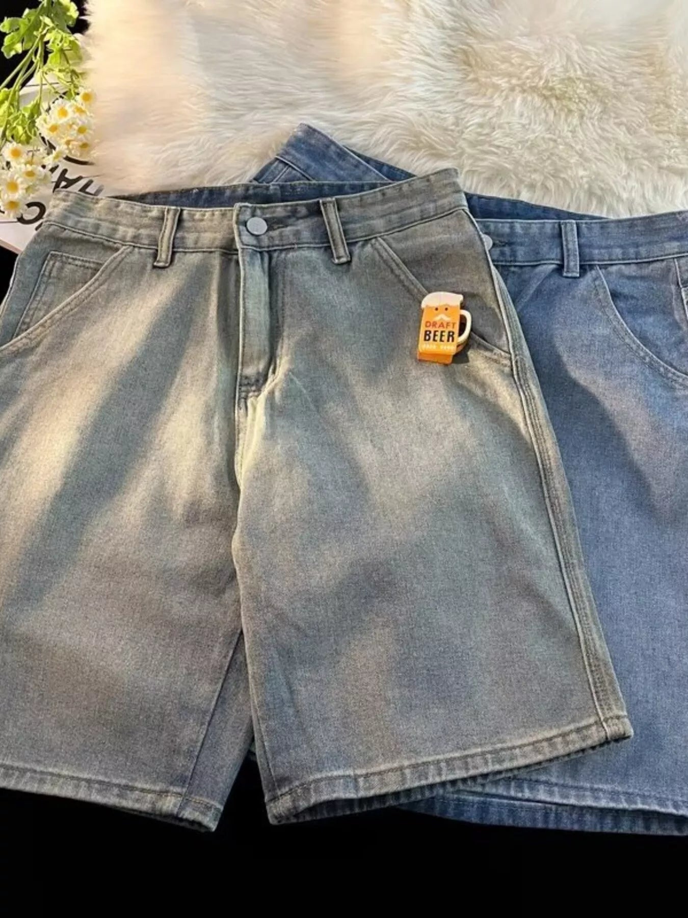 Men's Full Size High-Waisted Wide-Leg Denim Shorts Plus Size