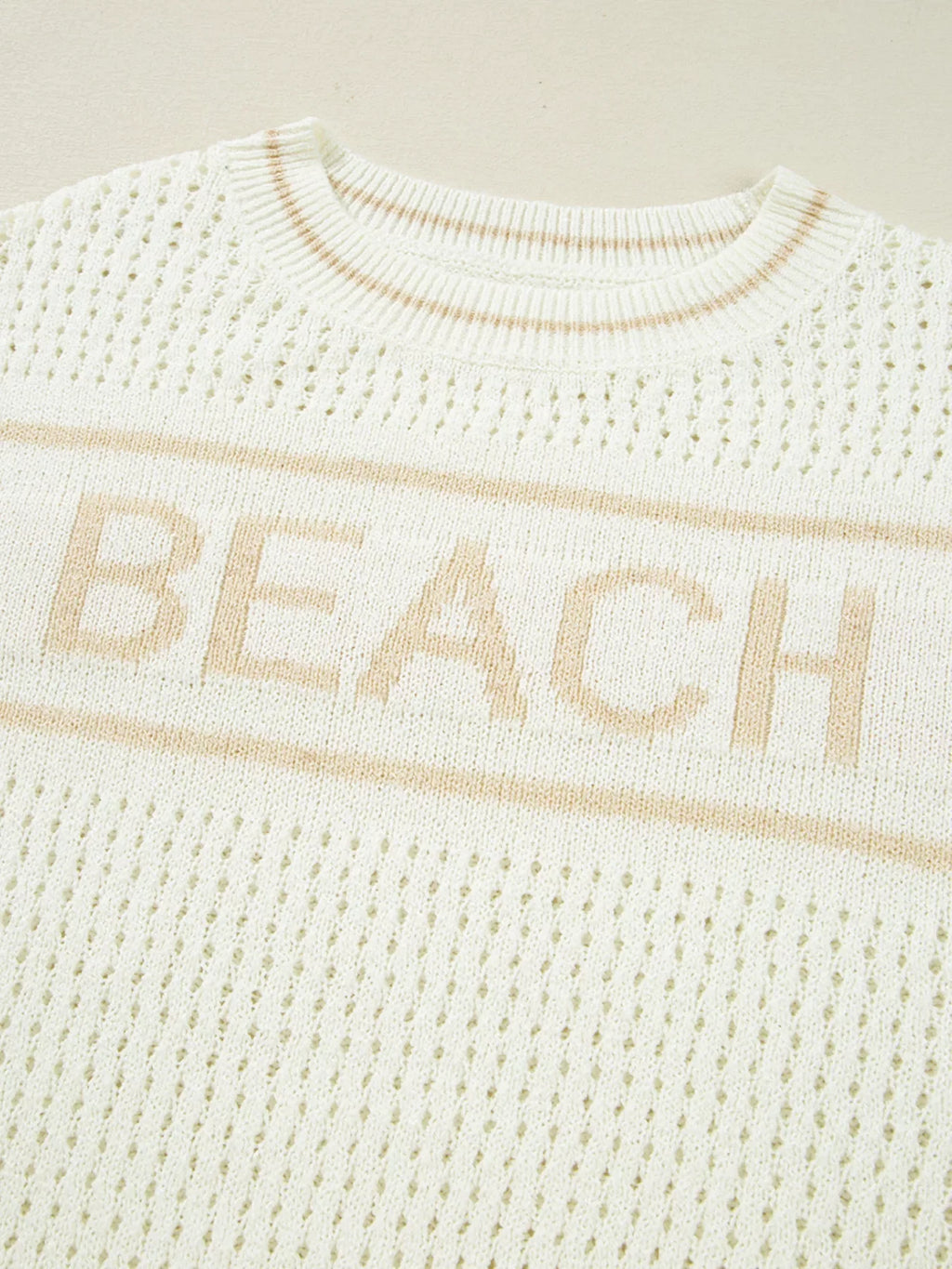 BEACH Hollow Out Knitted Lightweight Dolman Sweater