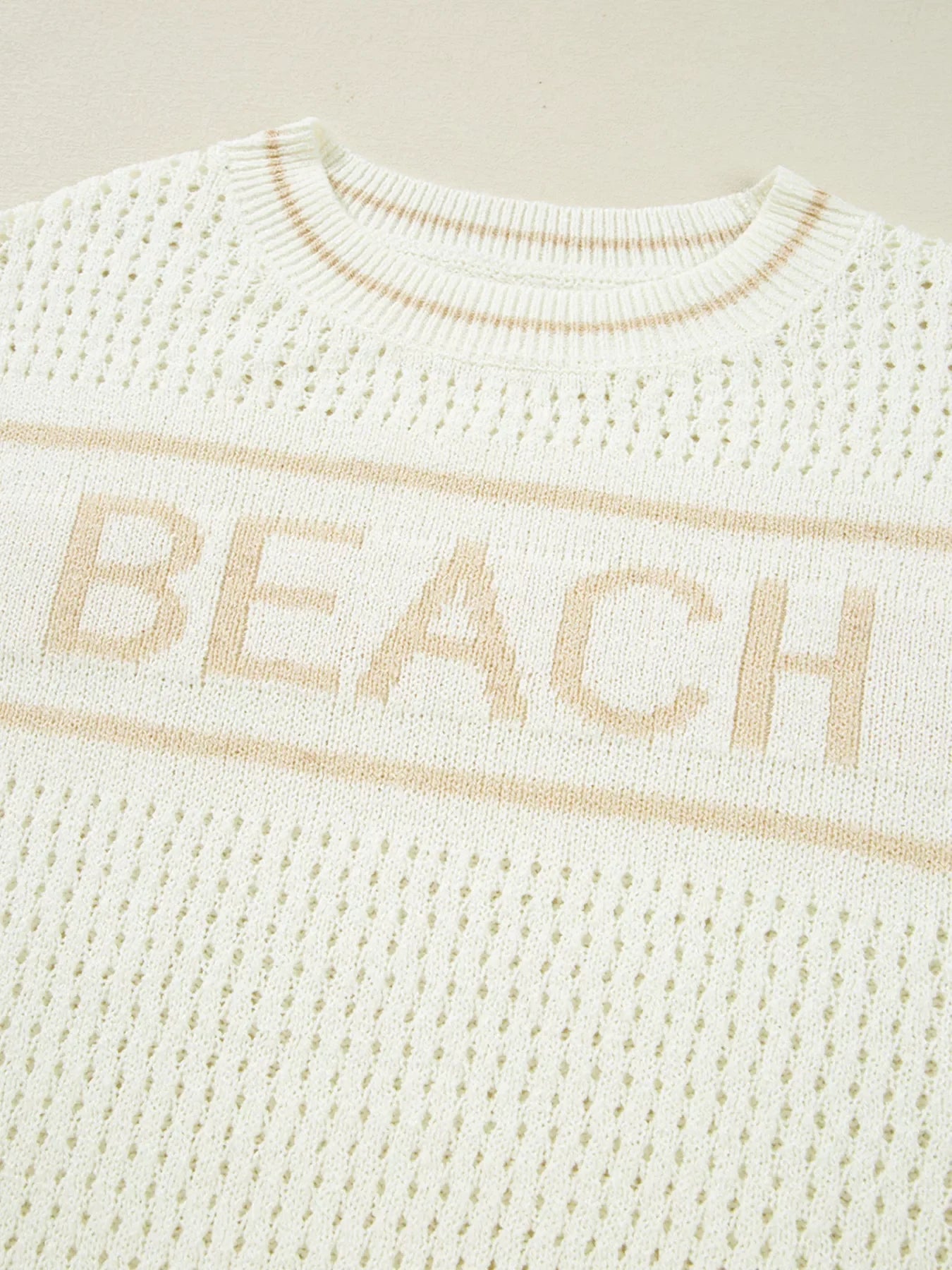 BEACH Hollow Out Knitted Lightweight Dolman Sweater
