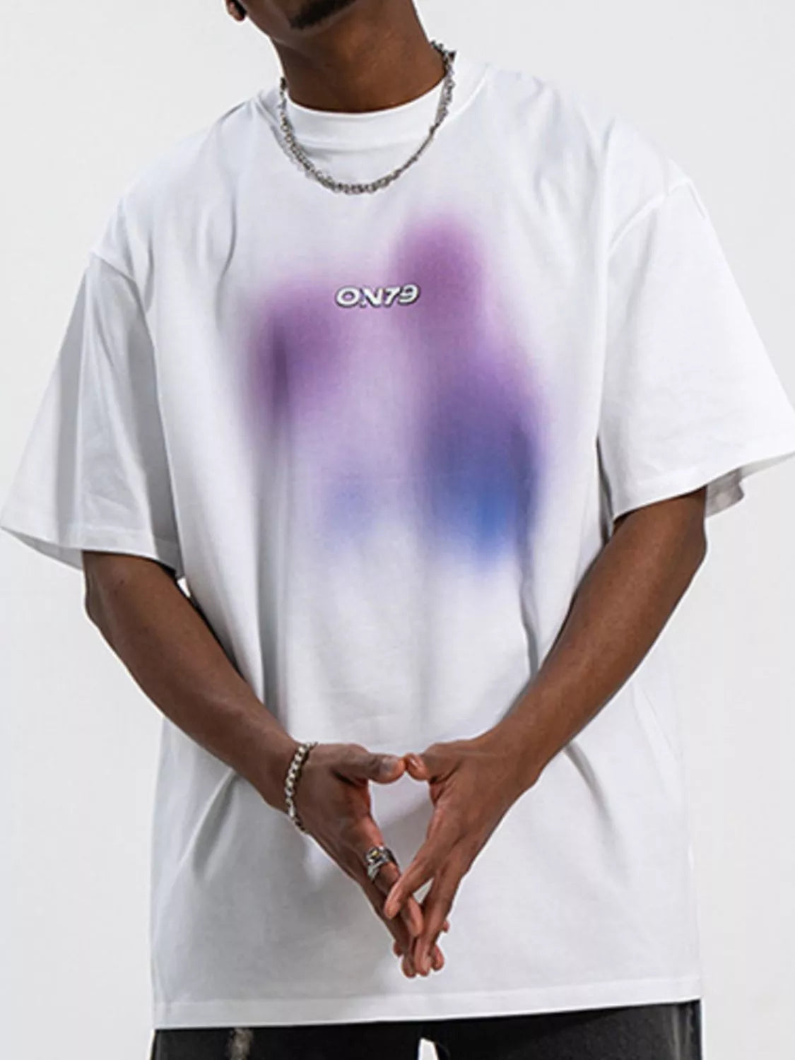 Men's Contrast Round Neck Short Sleeve T-Shirt