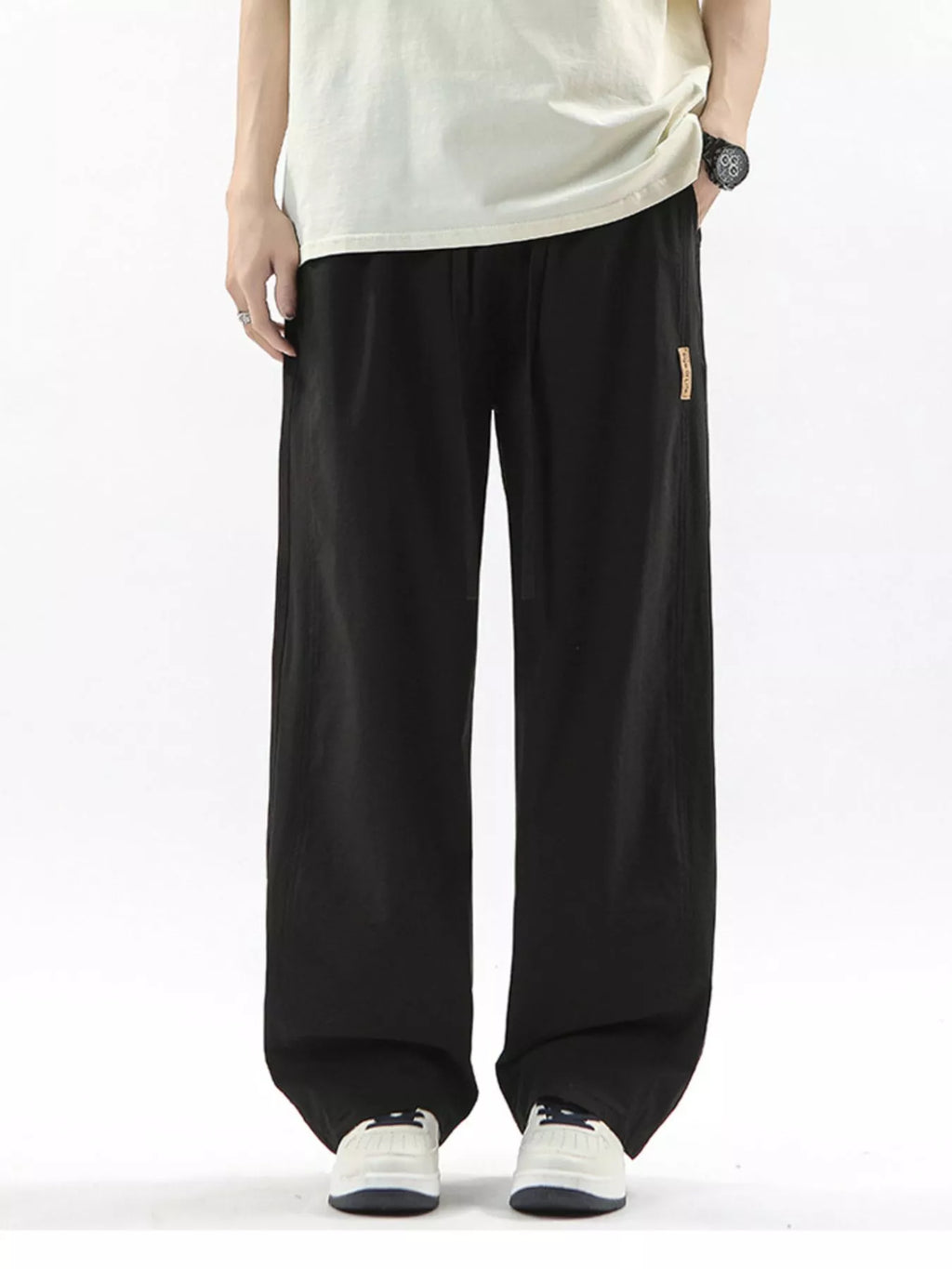 Men's Full Size Loose Fit Drawstring Wide Leg Pants Plus Size