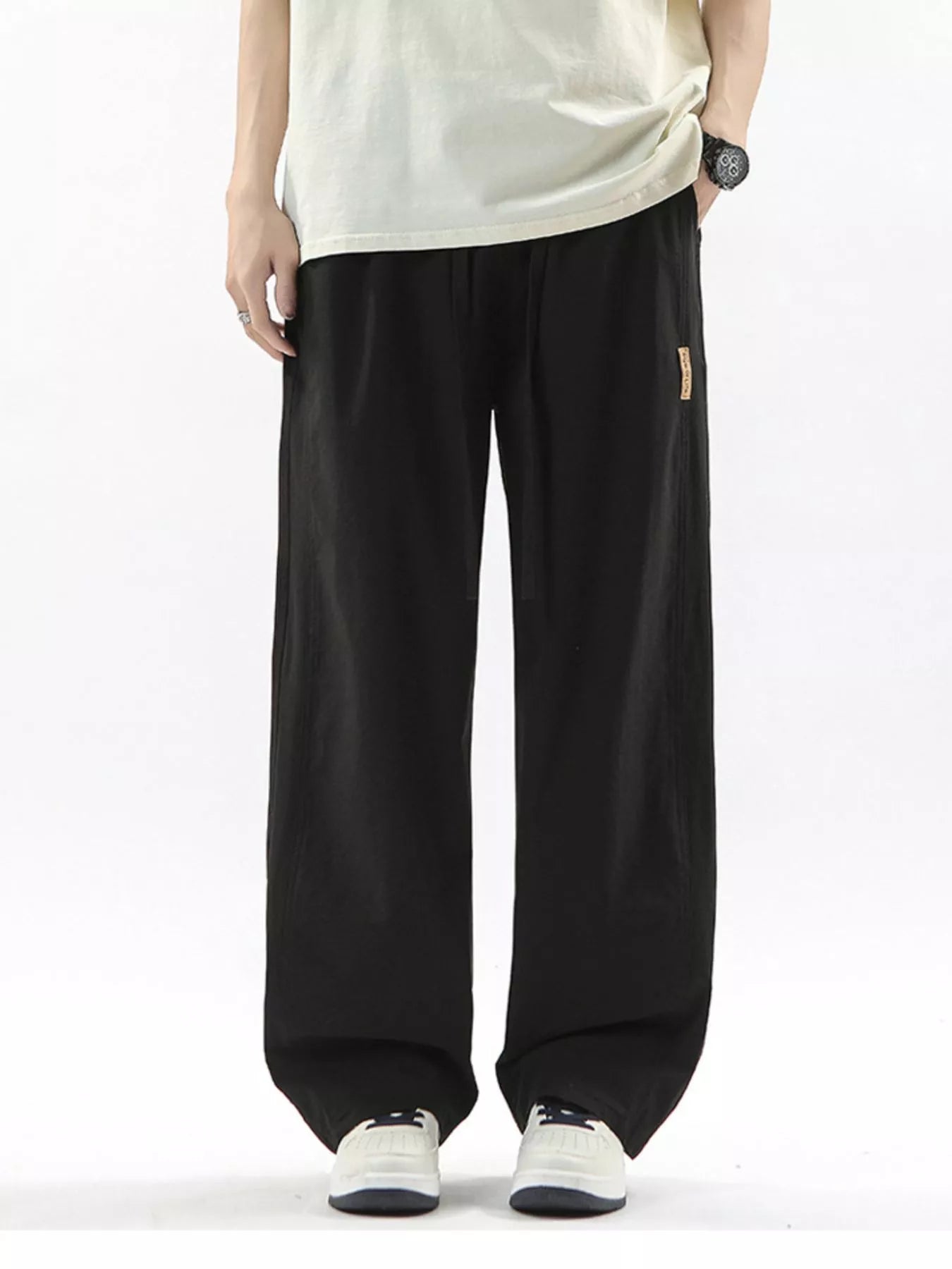Men's Full Size Loose Fit Drawstring Wide Leg Pants Plus Size