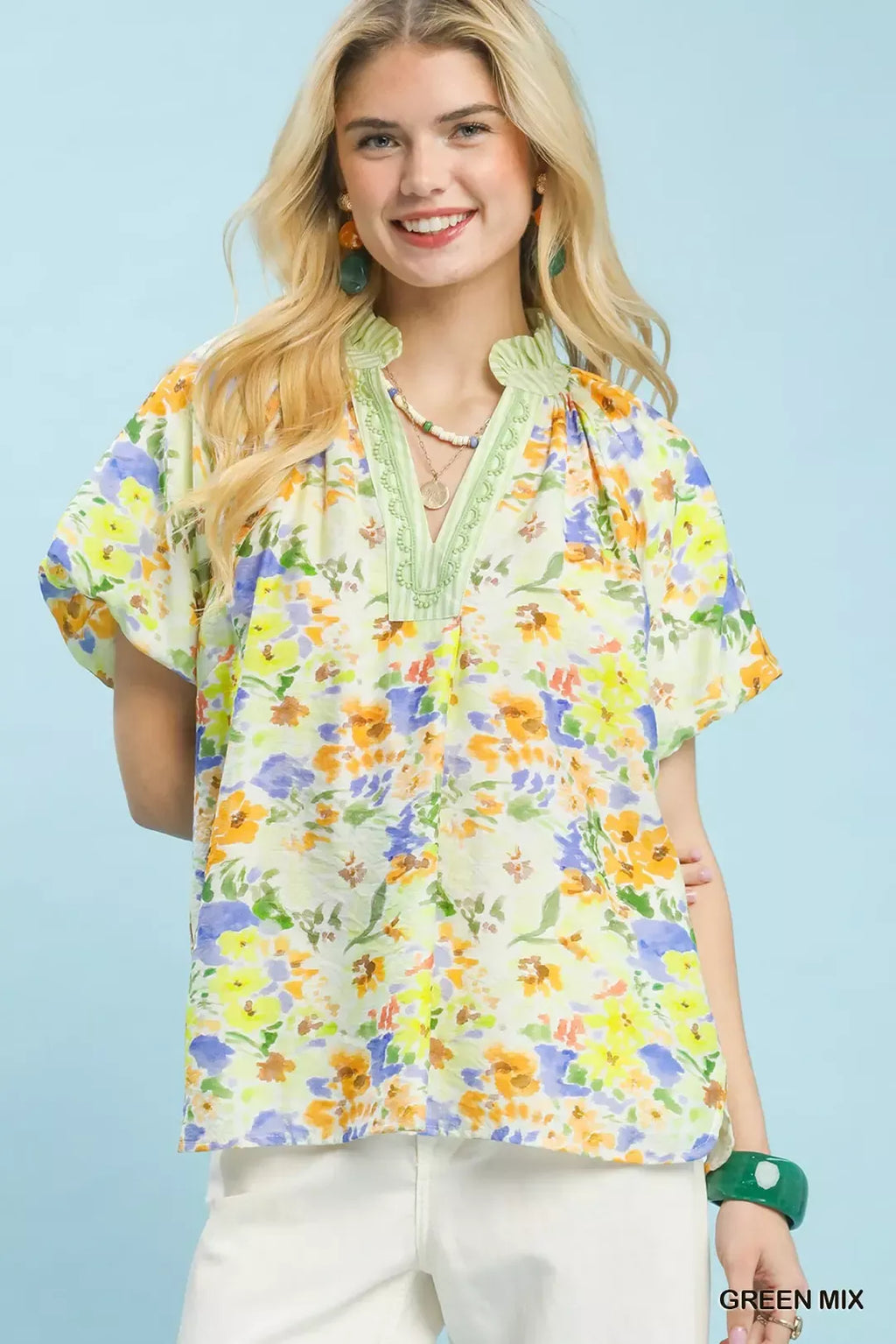Umgee Watercolor Floral Top