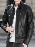 Men's Plus Size Zip Up Leather Jacket