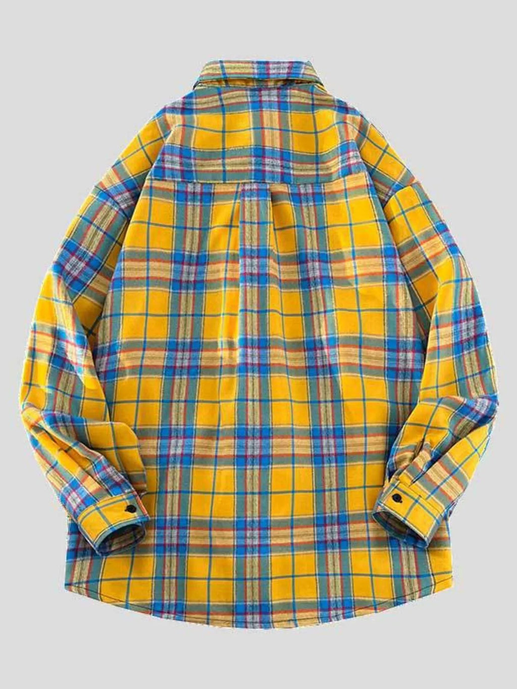 Men's Full Size Casual Plaid Long Sleeve Shirt Plus Size