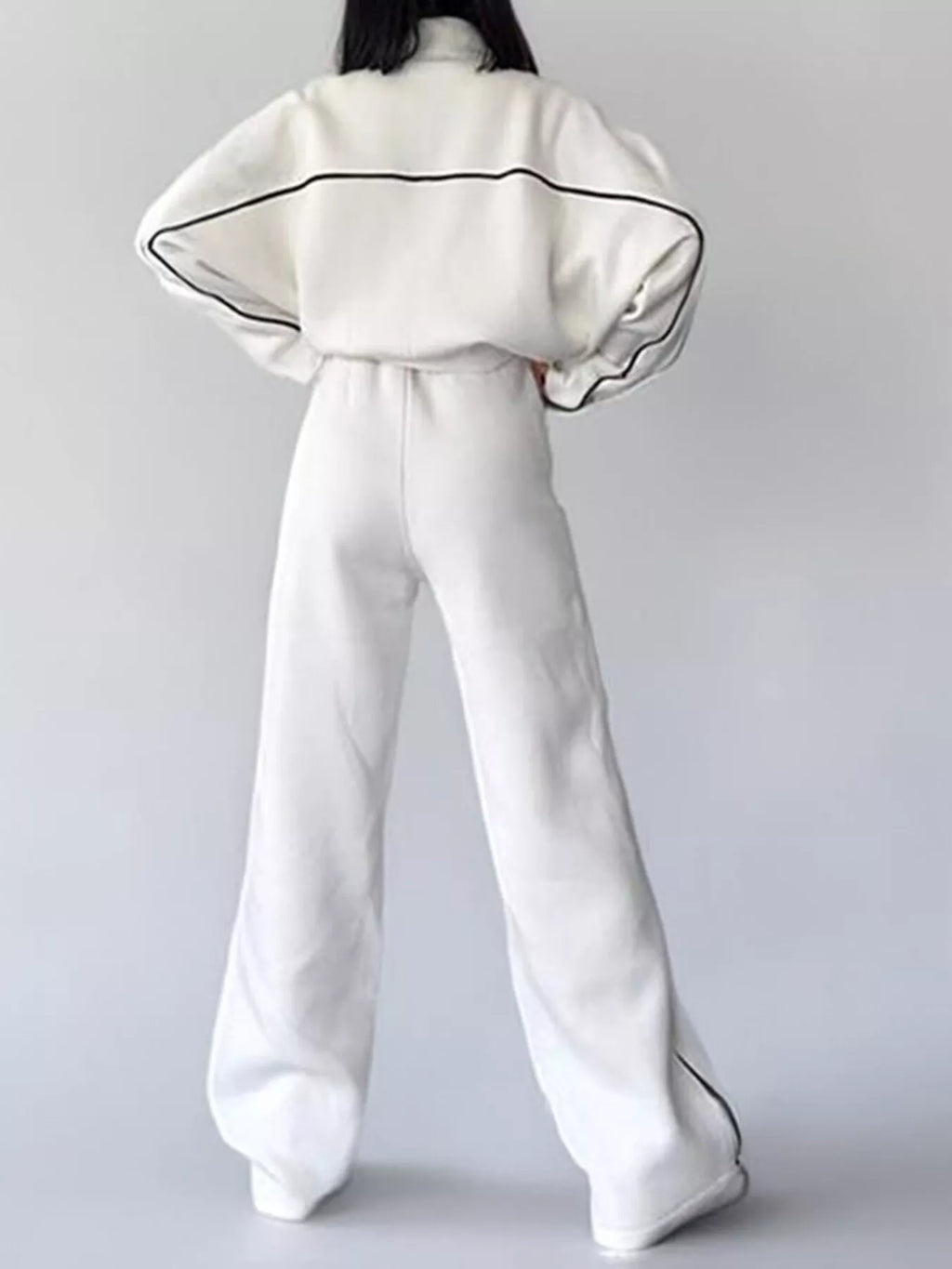 Full Size Zip Up Long Sleeve Top and Pants Set Plus Size
