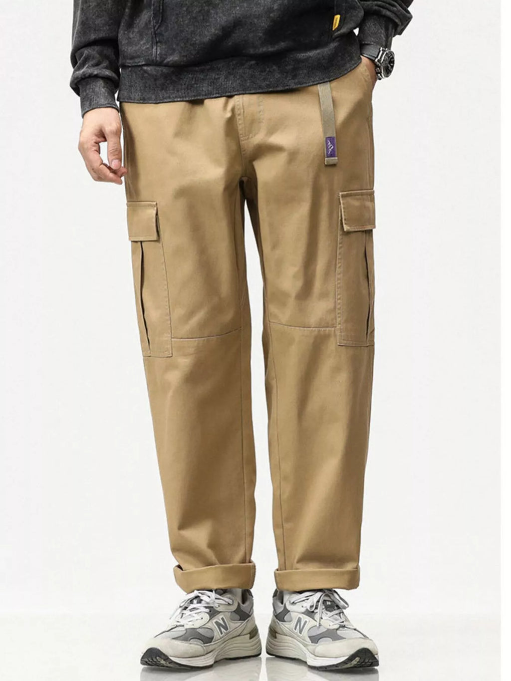 Men's Full Size Casual Cargo Pants with Elastic Waist Plus Size