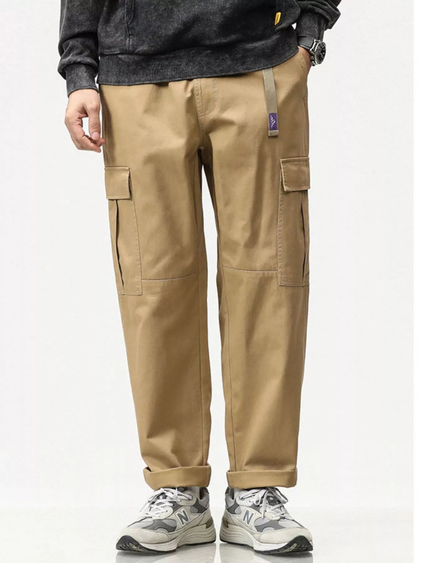 Men's Full Size Casual Cargo Pants with Elastic Waist Plus Size