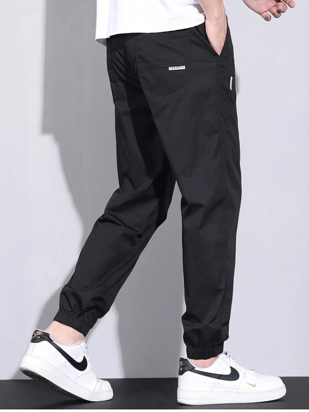 Men's Plus Size Casual Drawstring Ankle-Cuffed Pants