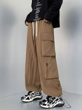 Men's Plus Size Loose Fit Cargo Pants with Drawstring