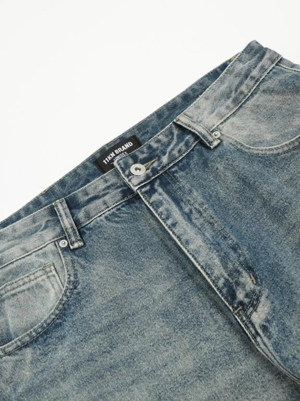 Men's Distressed Wide Leg Vintage Wash Jeans