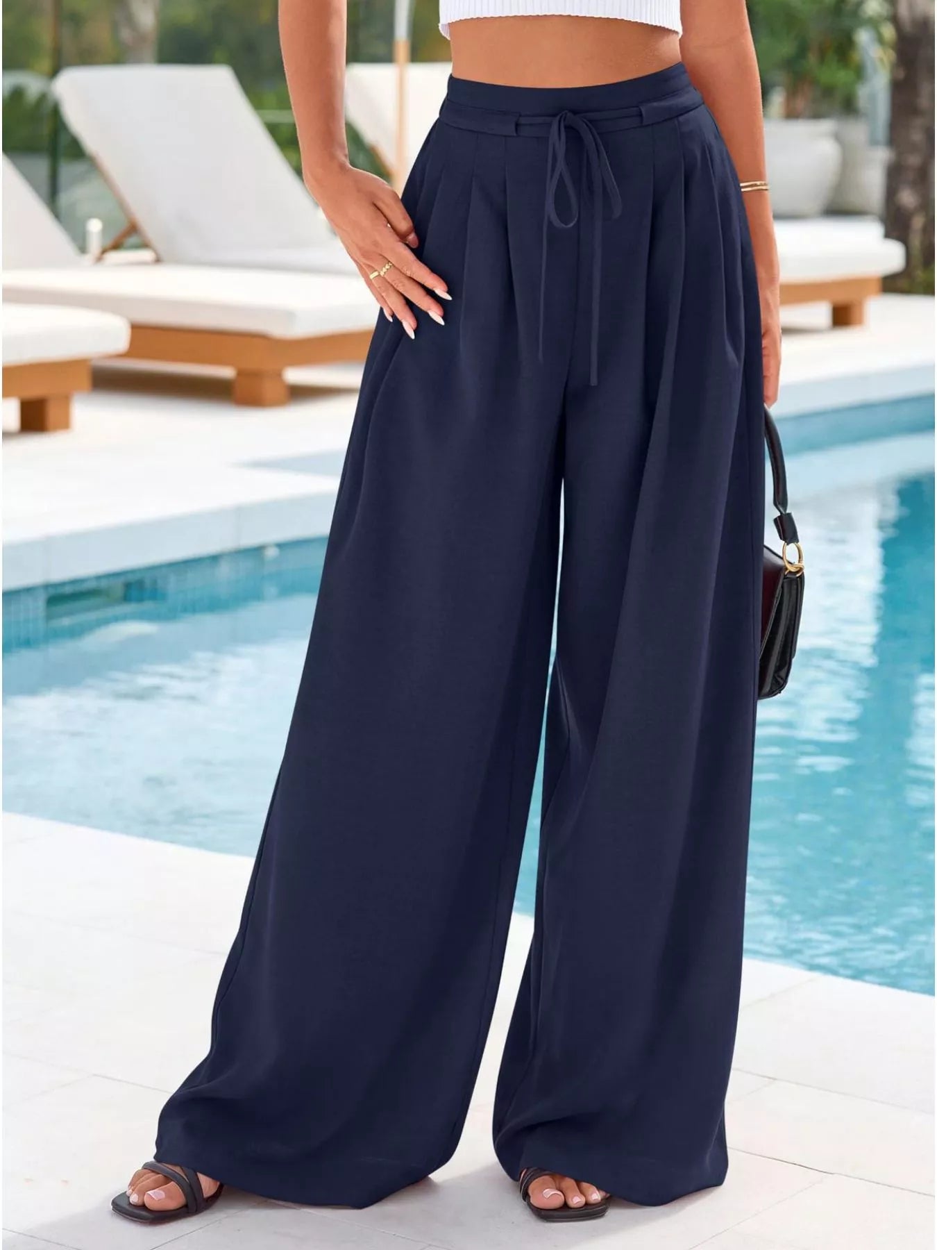 Full Size High-Waisted Wide-Leg Pleated Pants Plus Size